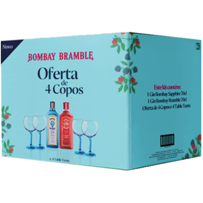 GIN BOMBAY SAPPHIRE + BRAMBLE 70CL + 4COPOS