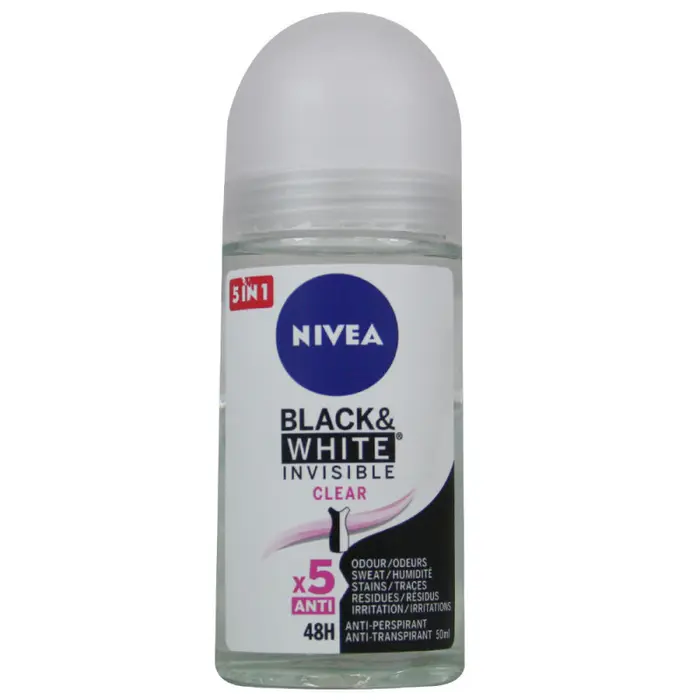 DESODORIZANTE ROLL ON INVISIBLE BLACK & WHITE CLEAR NIVEA 50ML