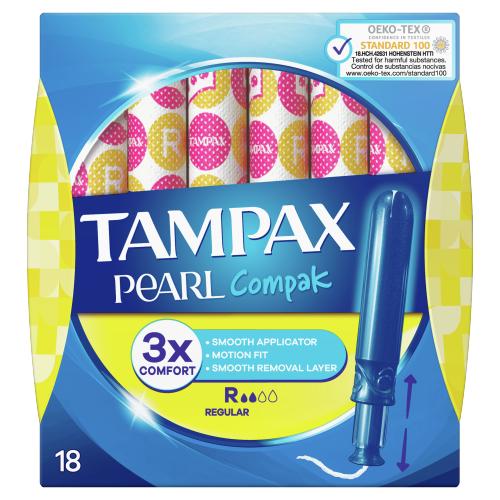TAMPÕES TAMPAX COMPAK PEARL REGULAR 18UNI
