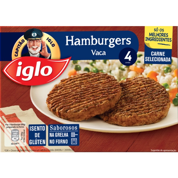 HAMBURGUER VACA S/GLUTEN IGLO 4UN 320GR