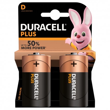 PILHAS ALCALINAS PLUS POWER D LR20 DURACELL 2UN
