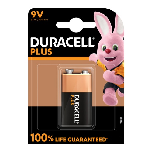 PILHAS ALCALINAS PLUS POWER 9V 6LR61 DURACELL 1UN