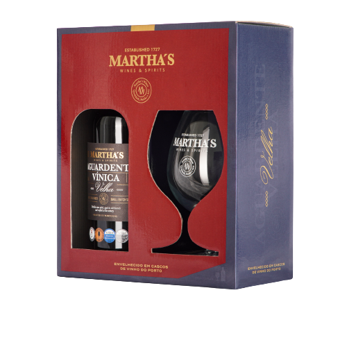 AGUARDENTE VÍNICA VELHA MARTHA'S 70CL + COPO BALÃO