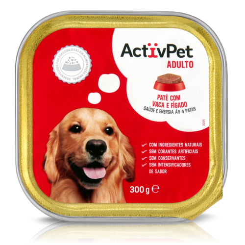 ALIMENTO HUMIDO CÃO ACTIVPET PATE VACA 300GR
