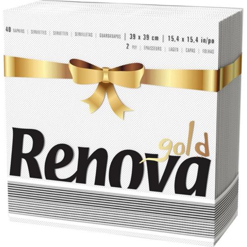 GUARDANAPO RENOVA GOLD BRANCO F/D 39X39 40UN