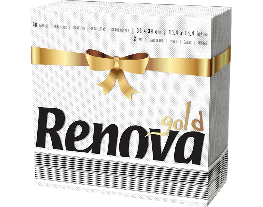 GUARDANAPO RENOVA GOLD BRANCO F/D 39X39 40UN