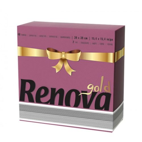 GUARDANAPO RENOVA GOLD BORDEAUX F/D 39X39 40UN