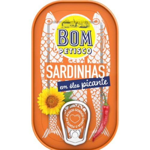 SARDINHA EM OLEO PICANTE BOM PETISCO 120GR