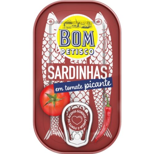 SARDINHA TOMATE PICANTE BOM PETISCO 120GR