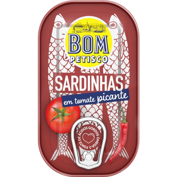 SARDINHA TOMATE PICANTE BOM PETISCO 120GR