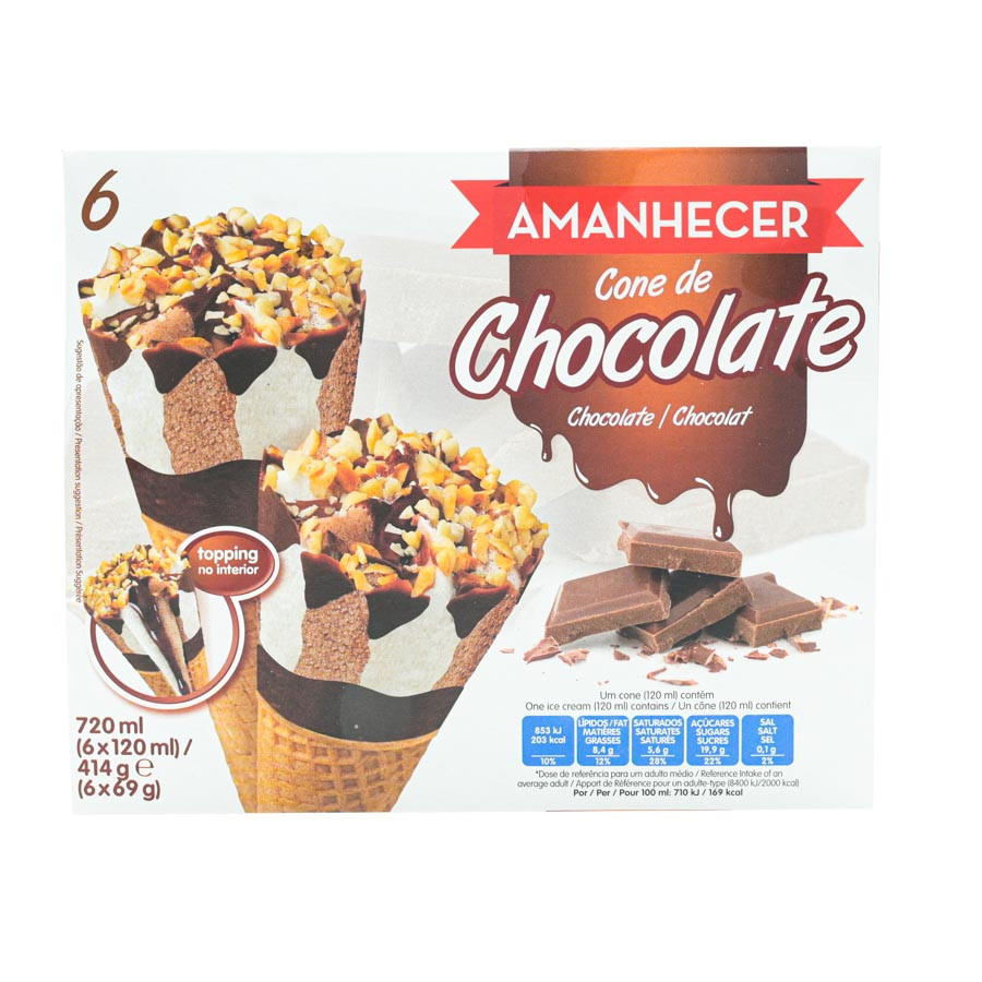 GELADO CONE CHOCOLATE AMANHECER 6X120ML