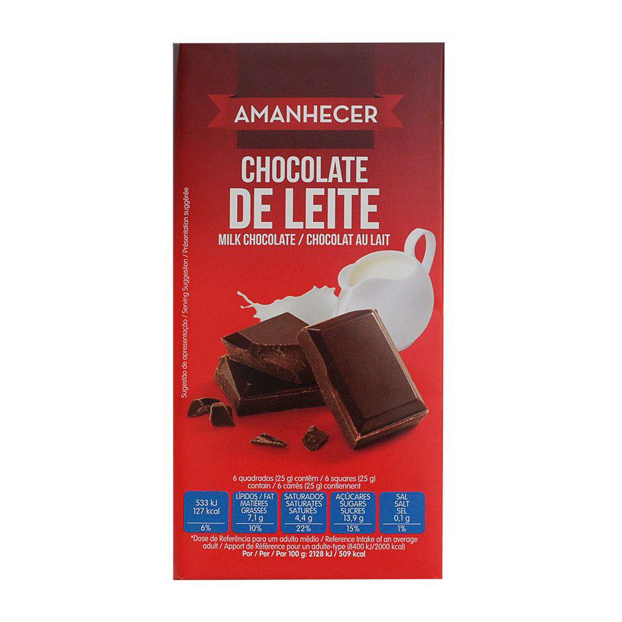 TABLETE CHOCOLATE LEITE AMANHECER 100GR