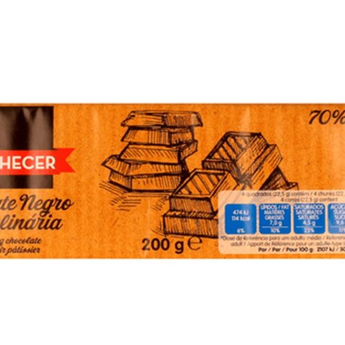 CHOCOLATE NEGRO 70% CULINÁRIA AMANHECER 200GR