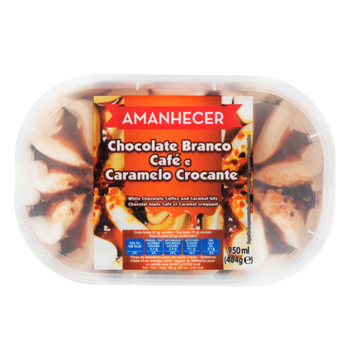 GELADO AMANHECER CHOCOLATE BRANCO, CAFÉ & CARAMELO CROCANTE 950ML
