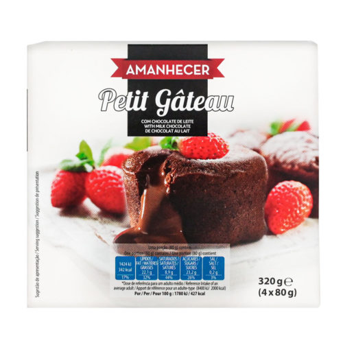 PETIT GATEU CHOCOLATE LEITE AMANHECER 4X80GR