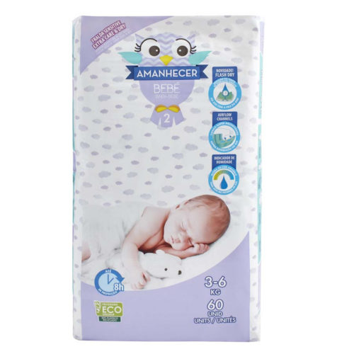 FRALDA BÉBÉ T2 3-6KG AMANHECER 60UN