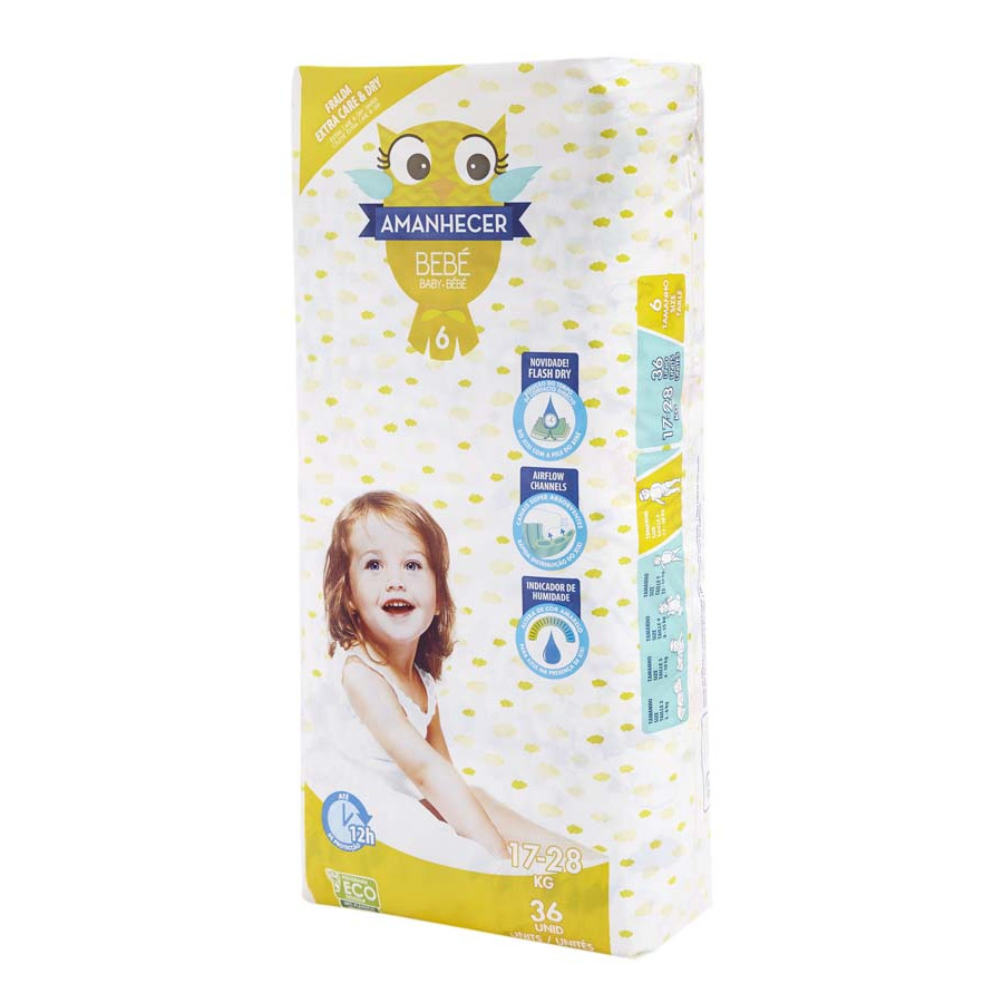 FRALDA BÉBÉ T6 17-28KG AMANHECER 36UN