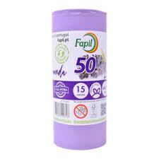 SACO LIXO 50L LAVANDA FECHO FÁCIL 65X70 FAPIL 15UN