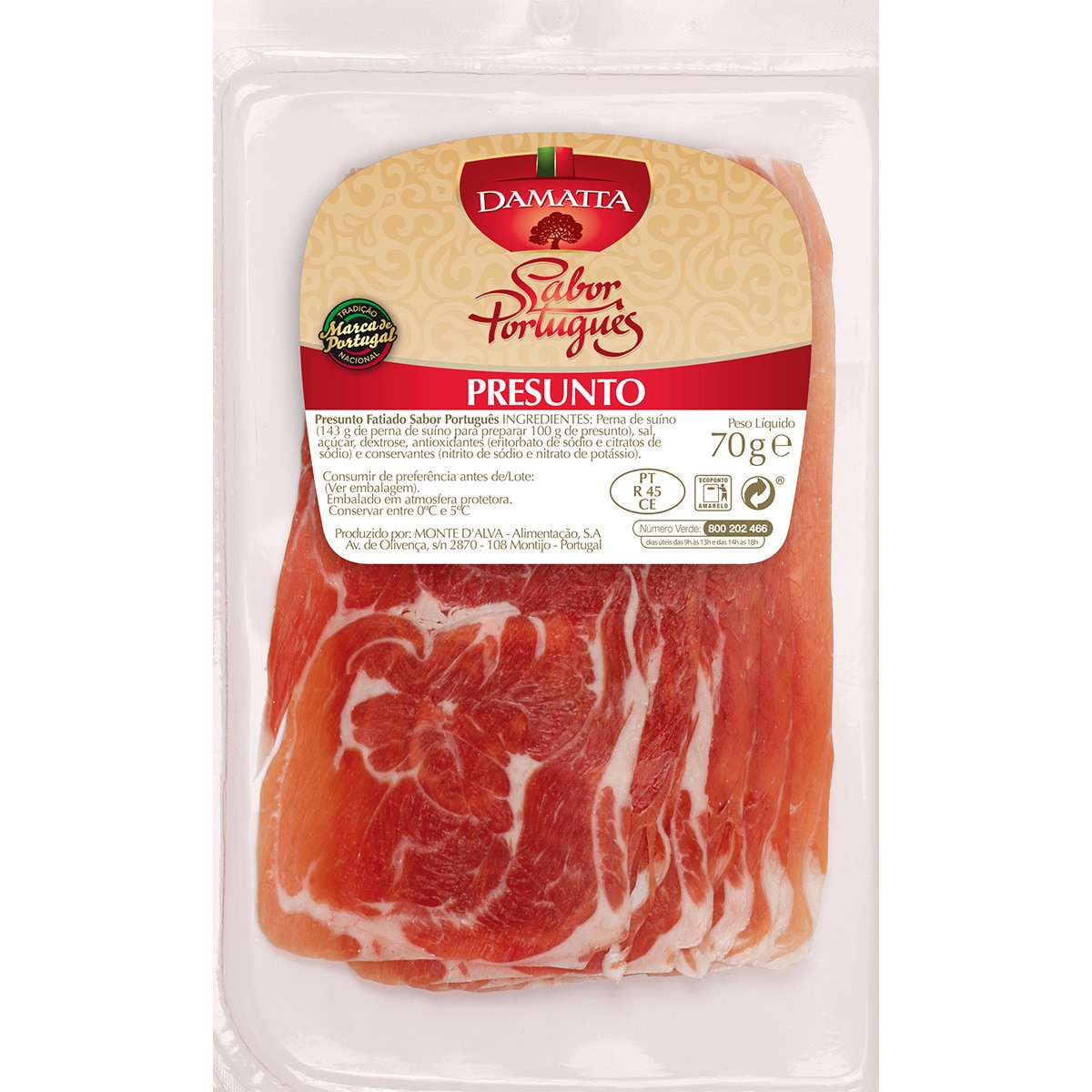 PRESUNTO FATIADO SABOR PORTUGUÊS DAMATTA 70GR
