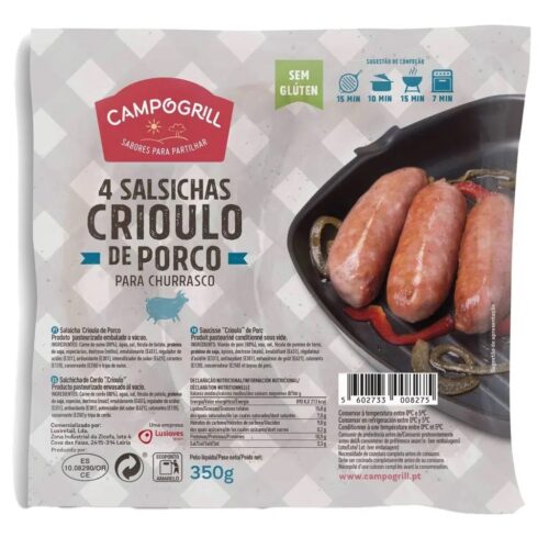 SALSICHA CRIOULO P/ CHURRASCO S/ PICANTE CAMPOGRILL 4UN 350GR