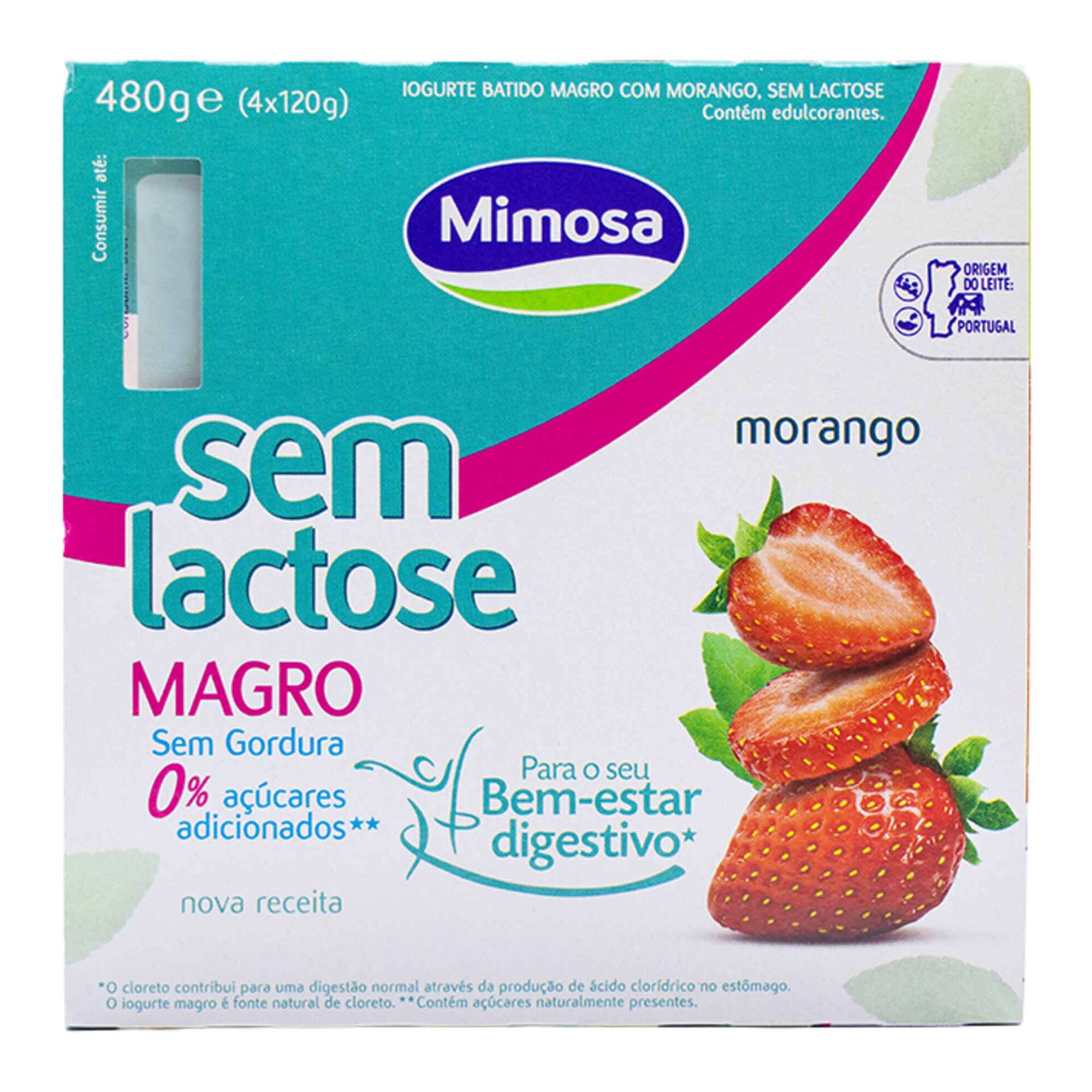 IOGURTE MAGRO S/LACTOSE MORANGO MIMOSA 4X120GR