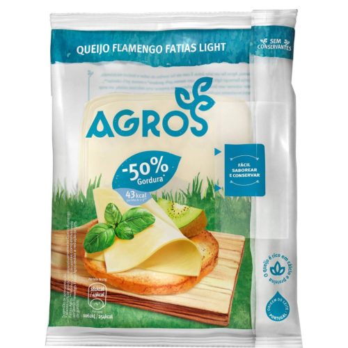 QUEIJO AGROS LIGHT -50% GORDURA 170GR FATIADO