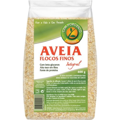FLOCOS AVEIA FINOS CEM PORCENTO 400GR