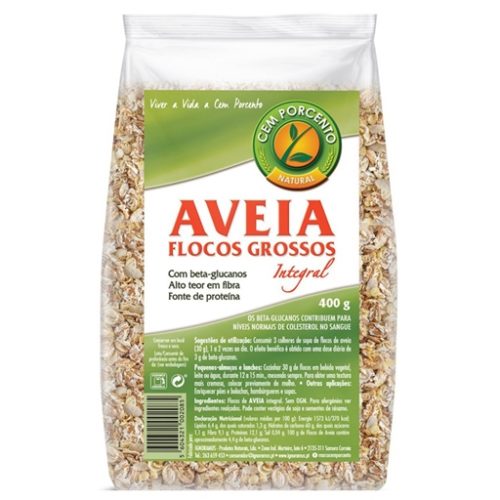 FLOCOS AVEIA GROSSOS INTEGRAIS CEM PORCENTO 400GR