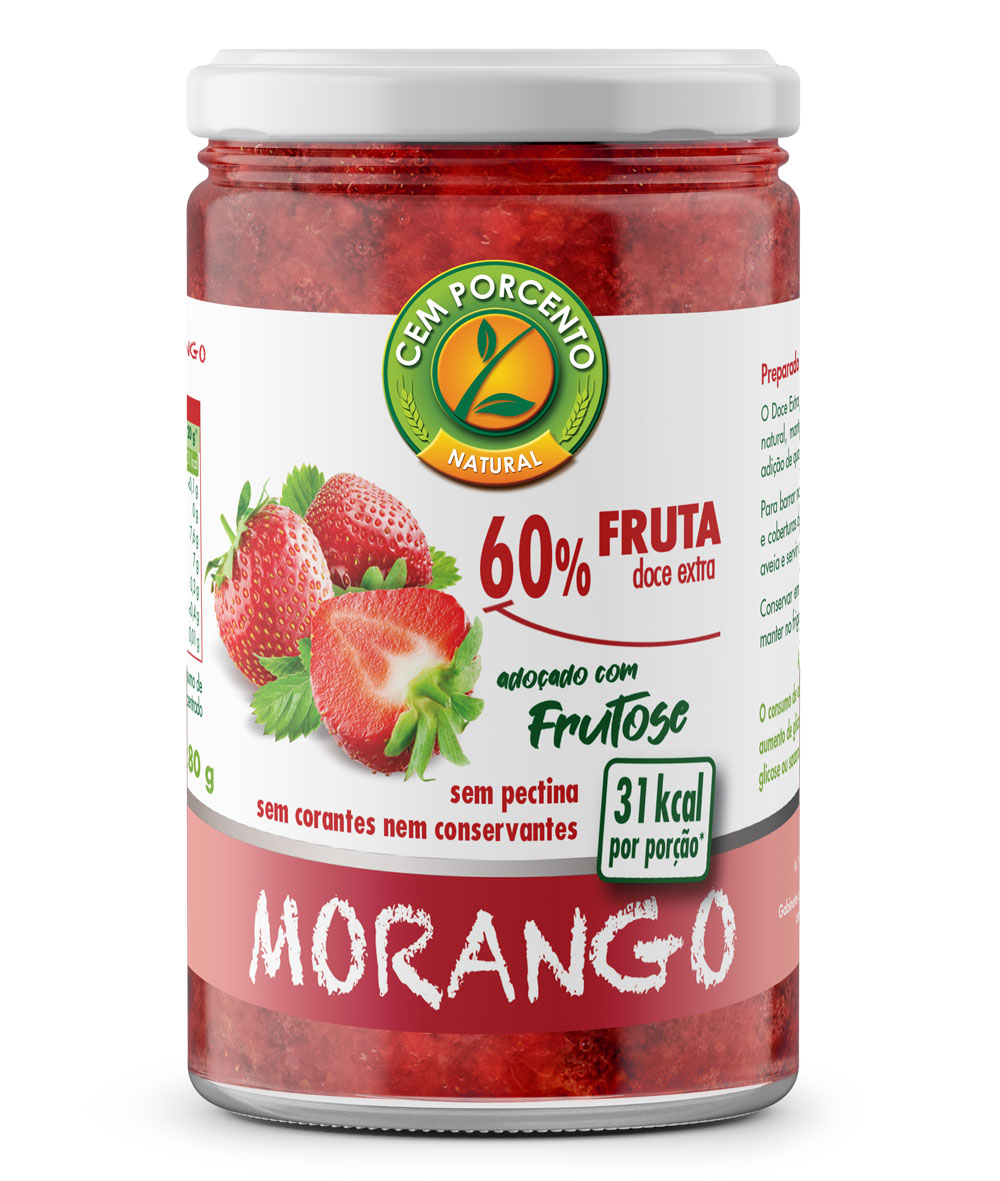 COMPOTA MORANGO CEMPORCENTO 60%FRUTA 280GR