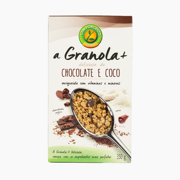 GRANOLA + CHOCOLATE E COCO CEM PORCENTO 350GR