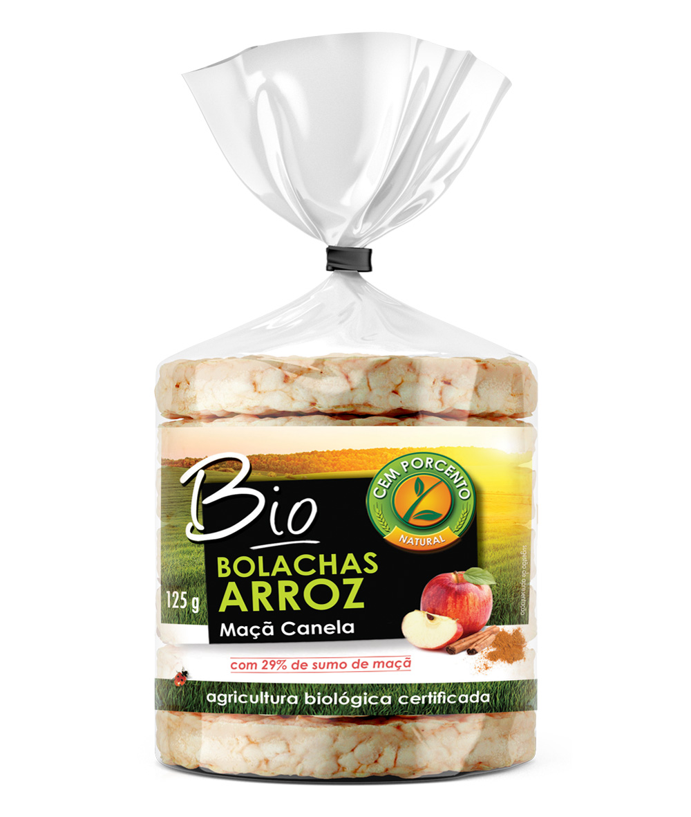 BOL ARROZ MAÇÃ/CANELA BIO 125GR
