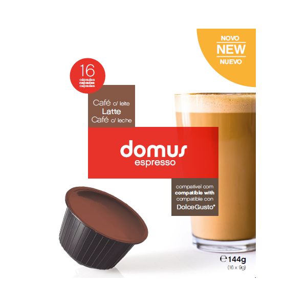 CAFE DOMUS C/LEITE 16X9GR DOLCE GUSTO