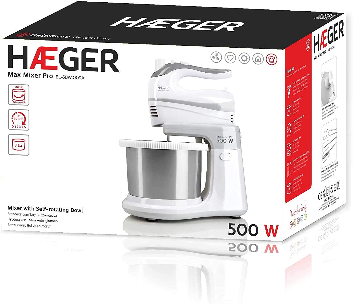 BATEDEIRA C/TAÇA 500W HAEGER MAX MIXER PRO
