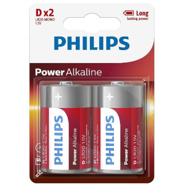 PILHAS ALCALINAS LR20 PHILIPS 2UN