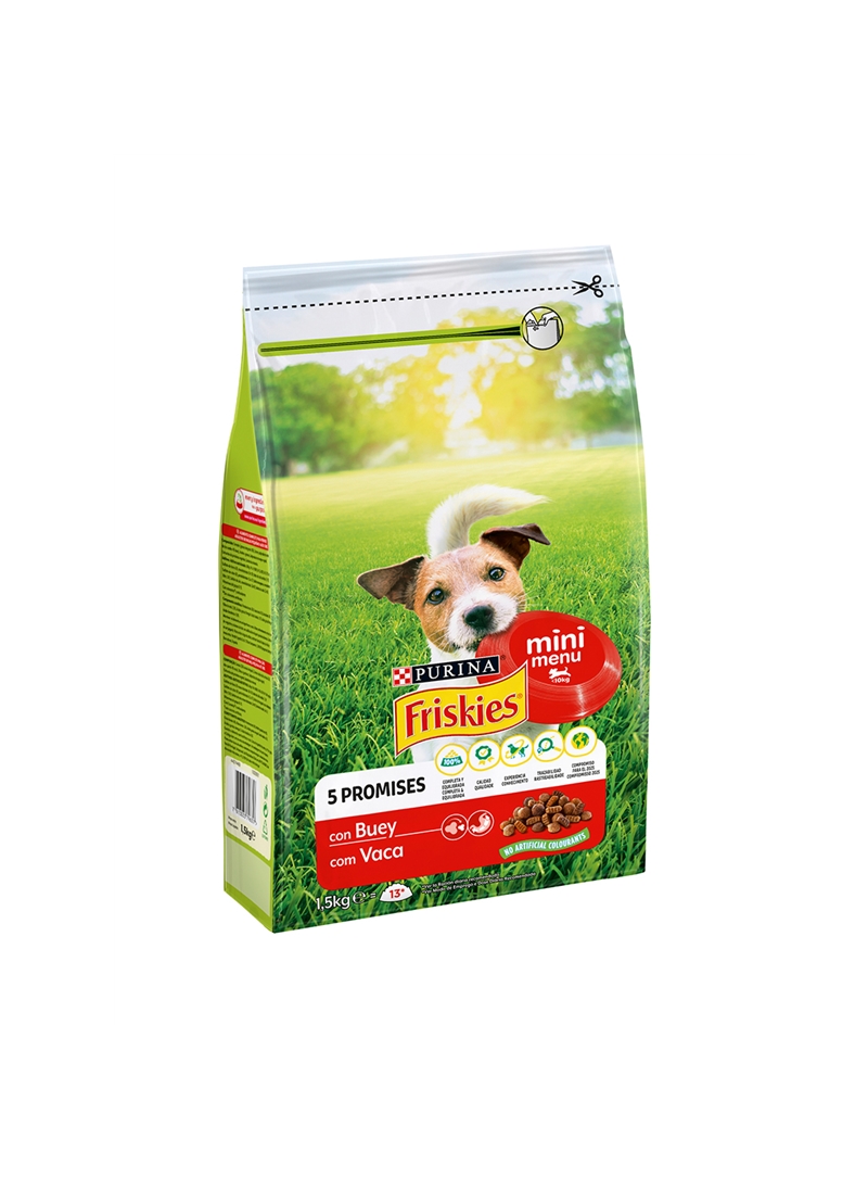 ALIMENTO CÃO SECO FRISKIES MINI MENU VACA 1,5KG