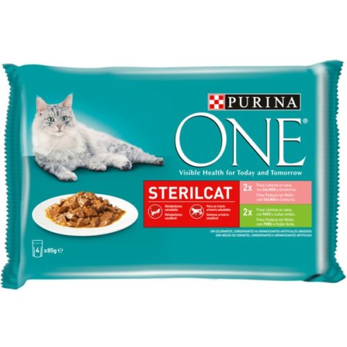 ALIMENTO HÚMIDO GATO ESTERILIZADO SALMÃO/PERU PURINA ONE 4X85GR