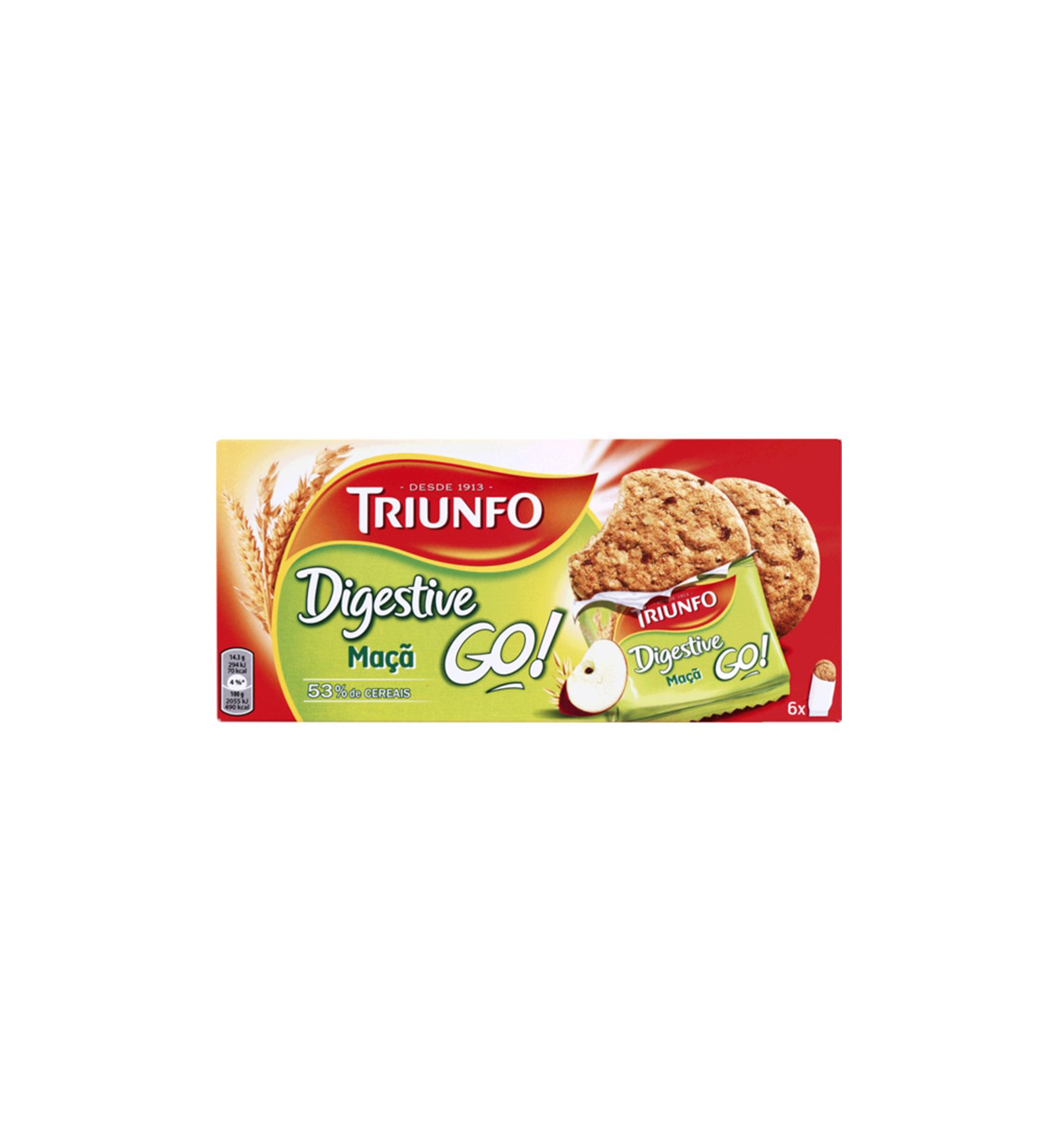 BOLACHA DIGESTIVE GO MAÇÃ TRIUNFO 171GR