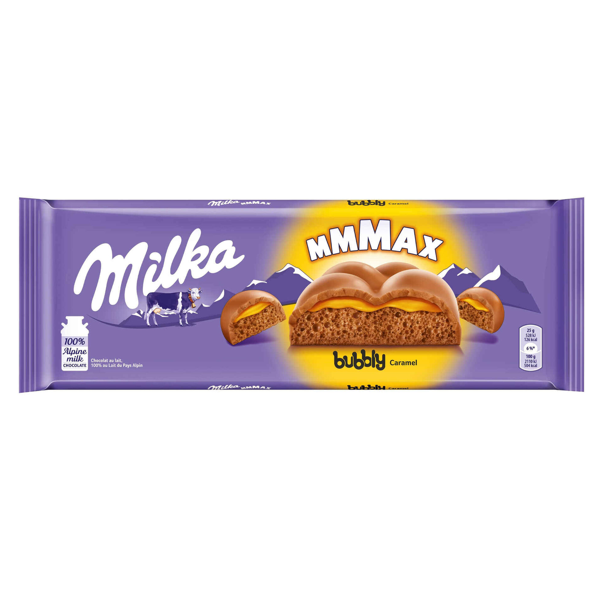 CHOCOLATE MILKA BUBBLY CARAMEL 250GR