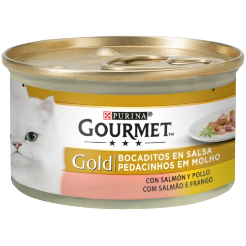 ALIM GATO GOURMET GOLD SALMÃO/FRANGO 85G