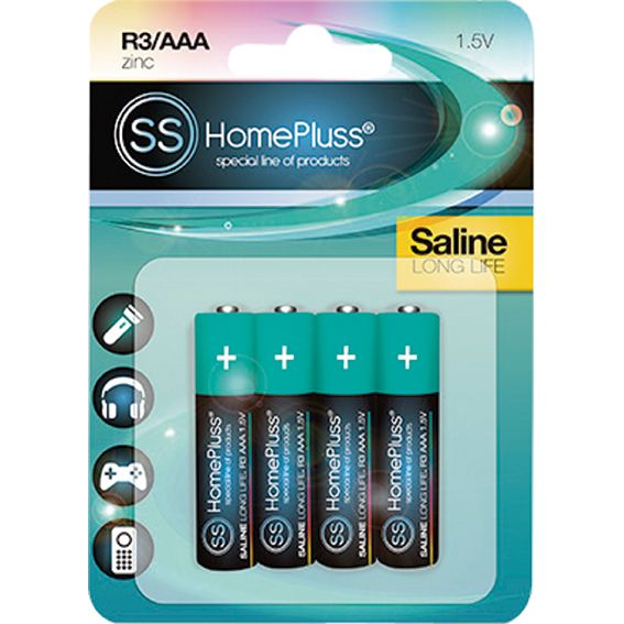 PILHAS HOMEPLUSS SALINAS BLISTER 4 LR3 (AAA)