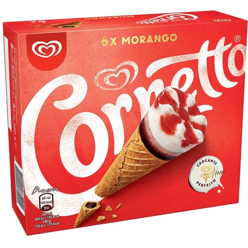 GELADO CORNETTO MORANGO 6X90ML