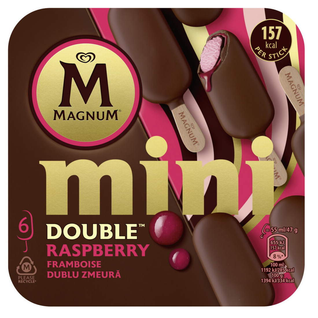 GELADO MINI DOUBLE FRAMBOESA MAGNUM 6X55ML