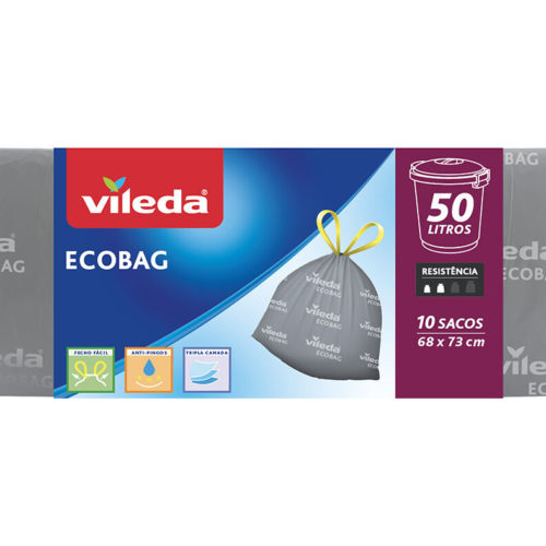SACO LIXO ECOBAG VILEDA 50L 68X73 10U