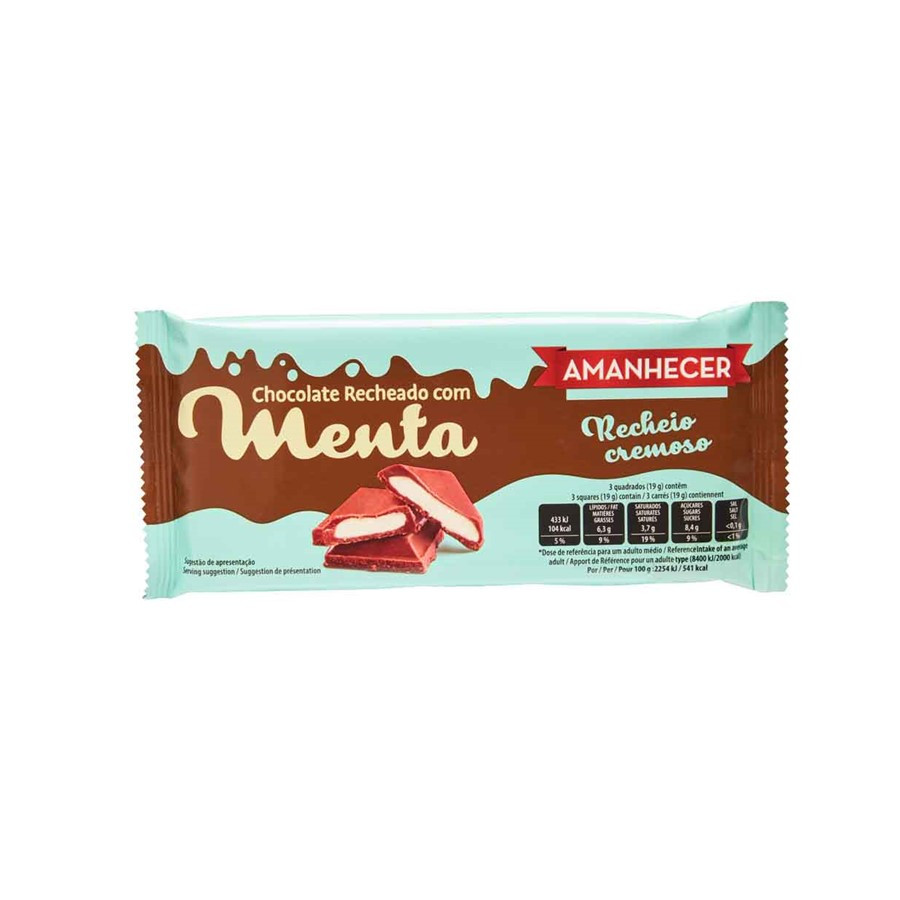 TABLETE AMANHECER CHOCOLATE PRETO MENTA 96GR