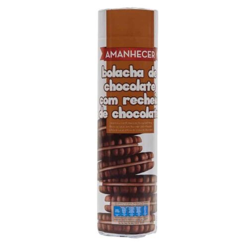 BOLACHAS CHOCOLATE C/ RECHEIO CHOCOLATE AMANHECER 500GR