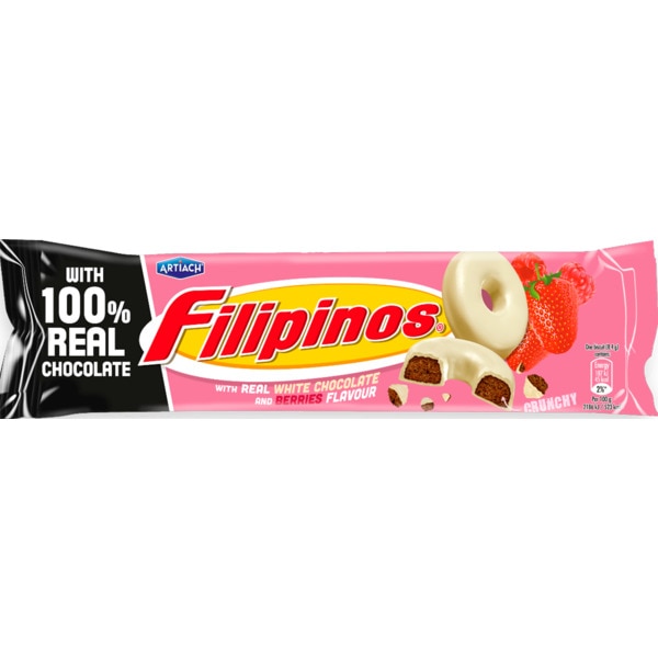 BOLACHAS FILIPINOS CHOCOOLATE BRANCO E FRUTOS VERMELHOS 128G