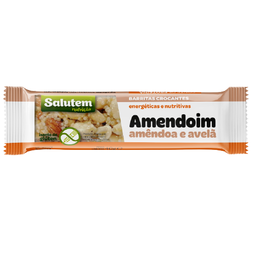BARRA CROCANTE AMENDOIM/AMÊNDOA/AVELÃ SALUTEM 40G