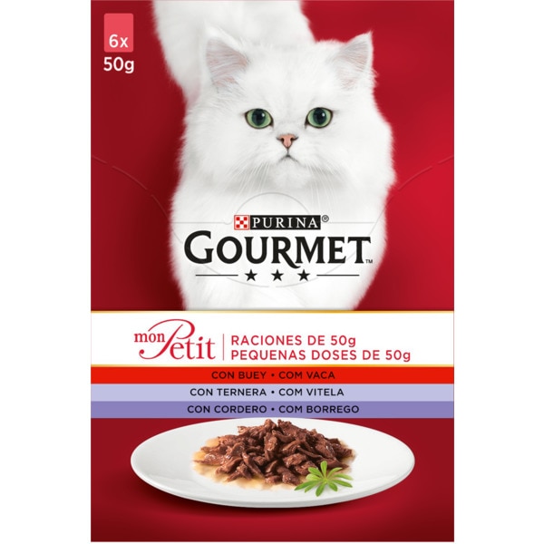 ALIMENTO PATÉ GATO MON PETIT CARNE GOURMET 6X50GR