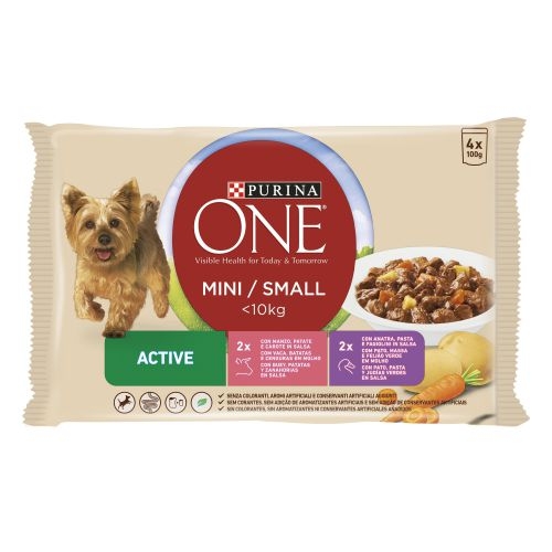 ALIMENTO HÚMIDO CÃO MINI ACTIVE PURINA ONE 4X85GR