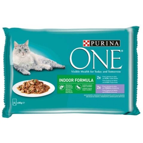 ALIMENTO HÚMIDO GATO INDOOR FORMULA PURINA ONE 4X85GR